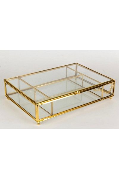 By Ayça Vardan Glass Box Compartment Chocolate, Jewelry and Decor 30X20X5 cm