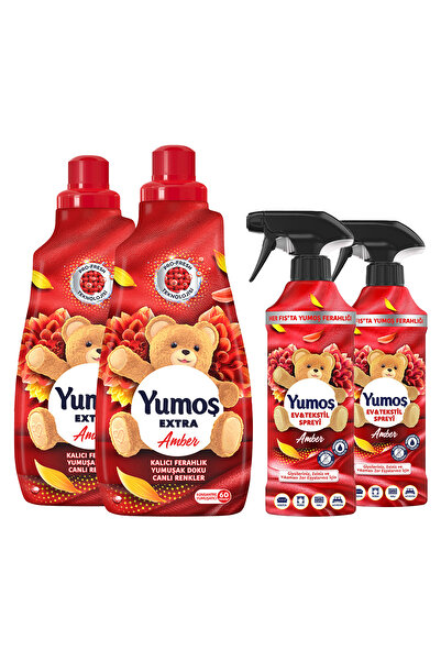 Yumoş Spray Amber 450 ml X2 Extra Concentrated Fabric Softener Amber 1440 ml X2