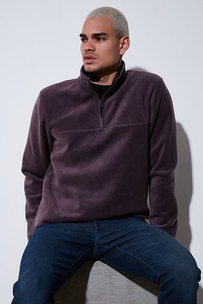 Buratti Regular Fit Anti-Pilling Non-Pilling Stand Collar Thick Winter Raised Fleece Men's Polar