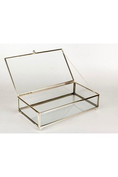 By Ayça Vardan 25X15X5 cm Silver Colored Glass Box Chocolate - Jewelry and Decor