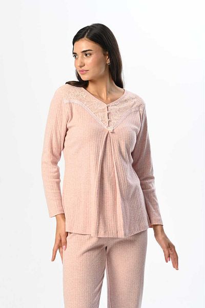 Marilyn Club Short Dressing Gown Cotton Long Sleeve Women's Pajamas Set 3 Pieces Set