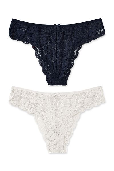 HNX Γυναικεία εσώρουχα 2 συσκευασιών Lace Plus Size ψηλόμεση