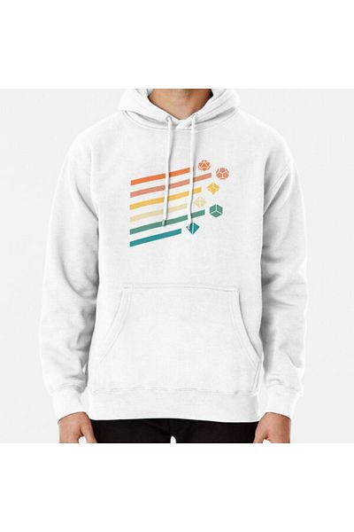 Hvit Stein Retro Rainbow Polyhedral Dice Set Colors Tabletop Rpg Printed Sweatshirt