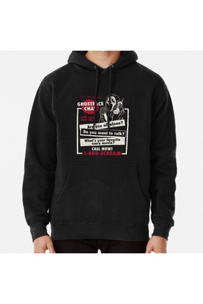 Hvit Stein قم بالاتصال بـ 1-800-Ghostface - سويت شيرت مطبوع عليه شخصية مرعبة ...