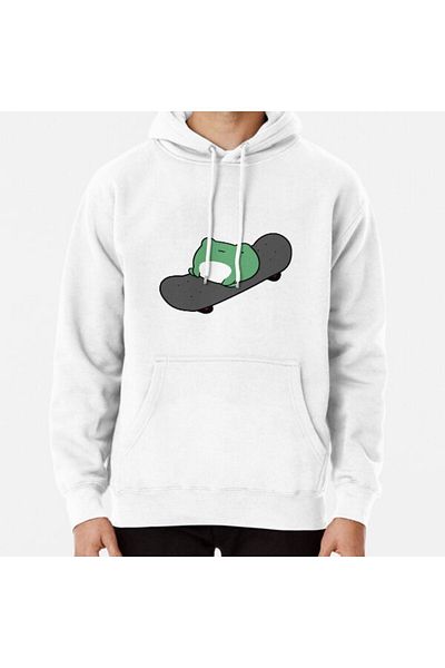 Hvit Stein Φούτερ με στάμπα Skateboarding Frog