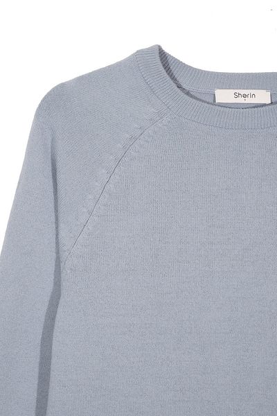 SHERIN Light Blue Crew Neck Sweater