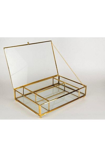 By Ayça Vardan Glass Box Compartment Chocolate, Jewelry and Decor 30X20X5 cm