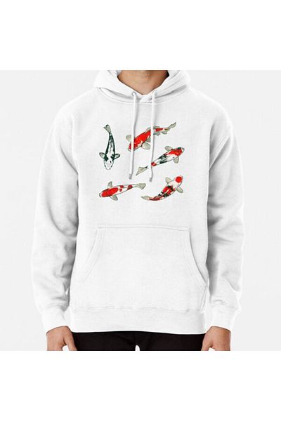 Hvit Stein Hanorac imprimat Le ballet des carpes koi