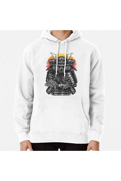 Hvit Stein Hanorac imprimat Samurai Owl Knight