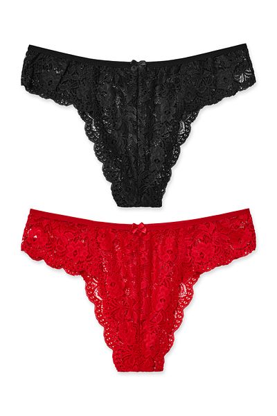 HNX 2-Piece Lace Plus Size High Waist Slip Women's Panties