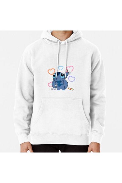 Hvit Stein Stitch love εμπριμέ φούτερ