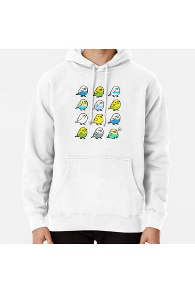 Hvit Stein Φούτερ με στάμπα Chubby Budgies