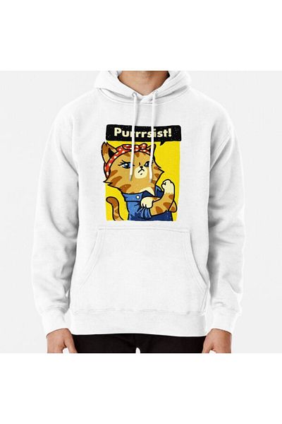 Hvit Stein Purrrsist! Φούτερ με στάμπα