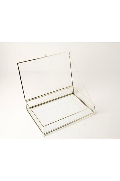 By Ayça Vardan 30X20X5 cm Silver Colored Glass Box Compartmented Chocolate - Jewelry and Decoration