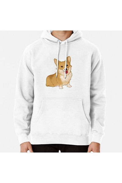 Hvit Stein Χαριτωμένο χαμογελαστό φούτερ με στάμπα corgi