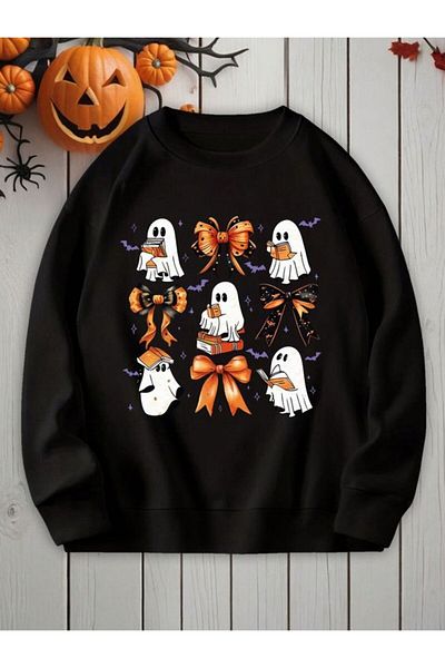 Pink Sky Plus Size Halloween Printed Oversize Sweatshirt