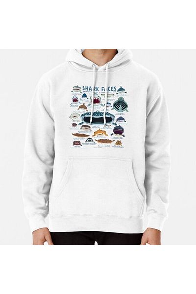 Hvit Stein Φούτερ με στάμπα Shark Faces