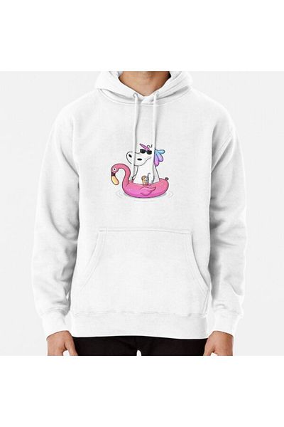 Hvit Stein Pool Party Unicorn Printed Sweatshirt