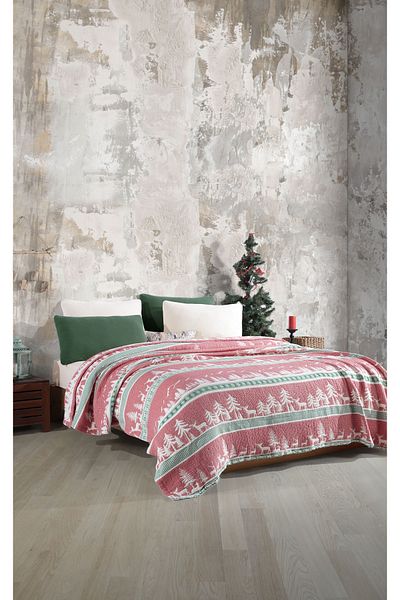 destinyhometex New Year Patterned 6 Layers Muslin Fringeless 170X230 Quilt