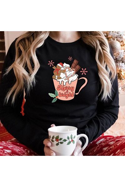 Pink Sky Plus Size Christmas Printed Oversize Sweatshirt