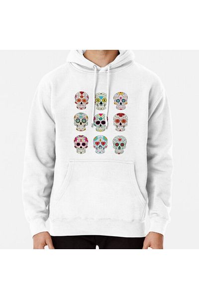 Hvit Stein Φούτερ με στάμπα Sugar Skulls