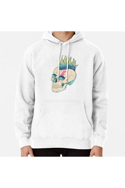 Hvit Stein Skull Punk Printed Sweatshirt