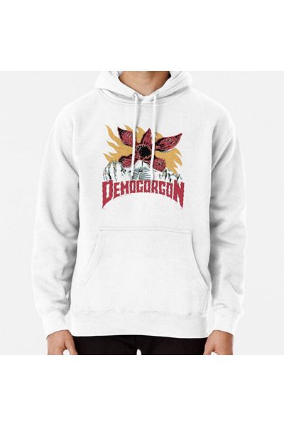 Hvit Stein Φούτερ με στάμπα Demogorgon