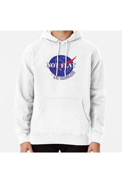 Hvit Stein Hanorac imprimat NASA Not Flat We Checked
