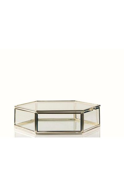By Ayça Vardan Altigen Chocolate - Glass Box, Jewelry and Decor 20X20X5 cm Silver