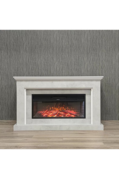 Sadece Nette Retro Beton Görünümlü Isıtıcılı Dekoratif Şömine 1800W Uzaktan K...