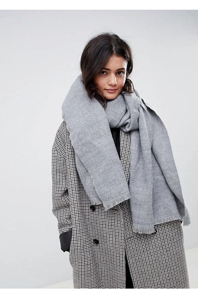 MinaCarin Eșarfă moale unisex, simplă, gri groasă