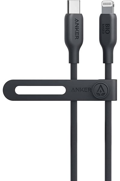 Anker كابل شحن سريع من USB-C إلى Lightning (3 أقدام، ذو قاعدة بيولوجية)، أسود