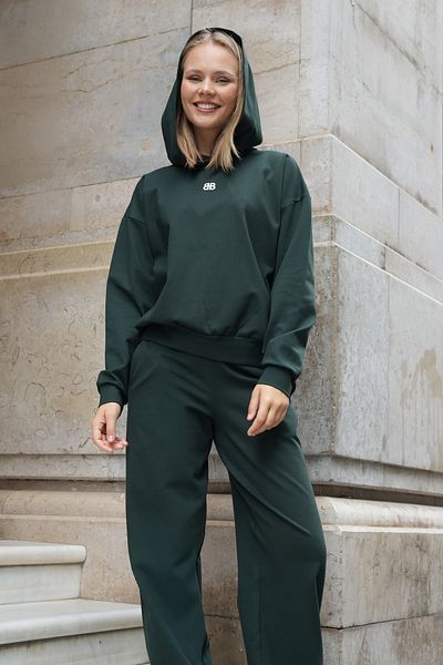 BELLA&BELLA Women's Tracksuit Set Printed Hooded Sweatshirt Oversize Plaza Pants