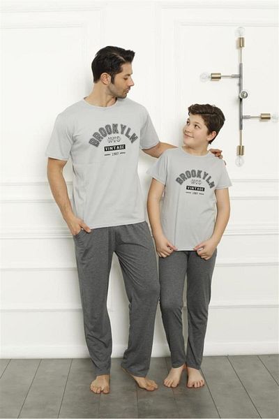 Akbeniz Κοστούμι πιτζάμες Father Son Grey Family Πωλείται χωριστά 50102