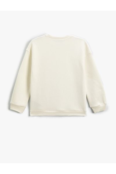 Koton Shiny Slogan Print Long Sleeve Sweatshirt - Crew Neck, Raster