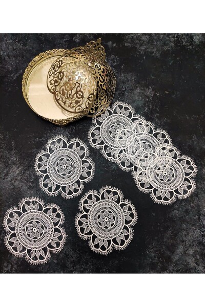 Çt Çeyizci Tekstil 6 Pieces of Needlework Presentation Napkins - Coffee Side, Cocktail Napkin, Coasters