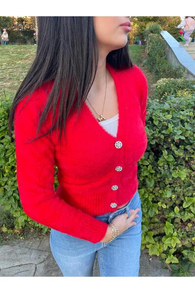 Butik Yumoş Women's Plush Cardigan - Buttoned, Crop Cardigan