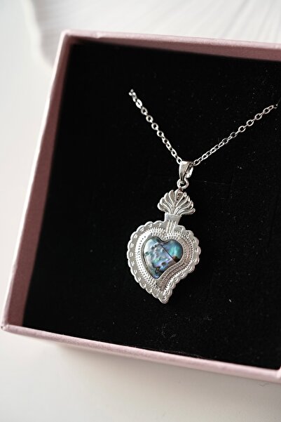 AŞIK ACCESSORIES Renkli  Azul Kalp Çelik Kolye