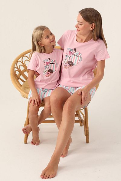 Arnetta 2887 Cotton Mother Girl Short Sleeve Girl's Shorts Set