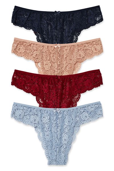 HNX Γυναικείο εσώρουχο 4'lü Lace High Waist Plus Size Brazil