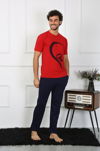 Akbeniz Ανδρικό σετ πιτζάμες Cotton Combed Cotton Lover Combination Red 50128 Η τιμή είναι για μονό σετ