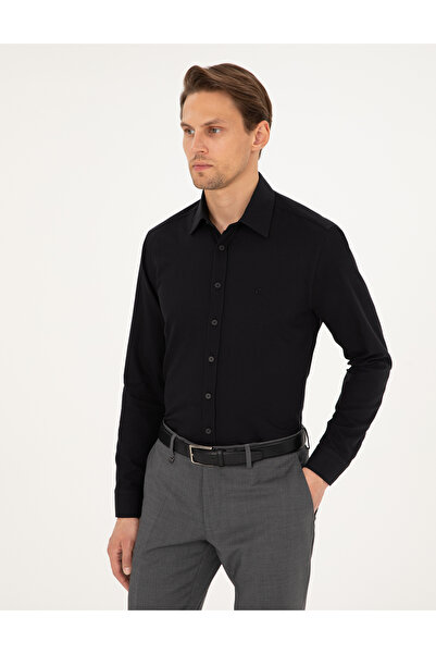 Pierre Cardin Siyah Regular Fit Uzun Kollu Gömlek 50292309-VR046