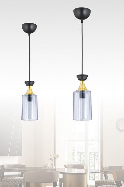 SONSUZ AYDINLATMA&AVİZE Single Pendant Lamp Black Mica Smoked Glass Luxury Modern Downward Facing Chandelier