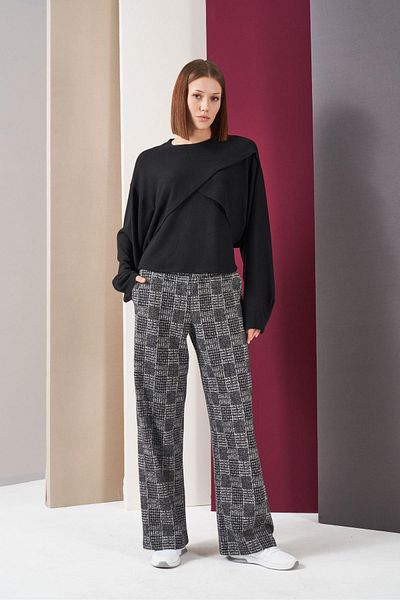 PJS Set sport cu pantaloni largi în carouri cu buzunare pentru femei
