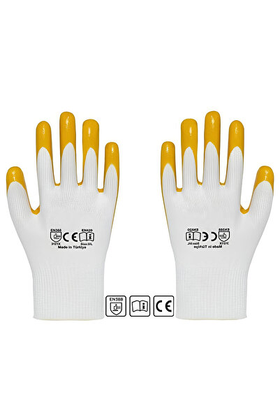 Badem10 Nitril Kaplama Iş Güvenlik Güvenliği Eldiveni Sanayi Inşaat Usta Eldivenleri 10/xl (1 ÇİFT)