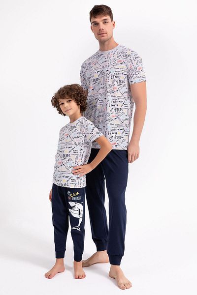 ROLY POLY 2738 Model Gray Father-Son Pajama Set