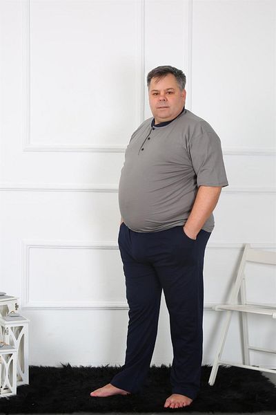 Akbeniz Ανδρική χτενισμένη βαμβακερή φόρμα πιτζάμα μεγάλου μεγέθους 65011