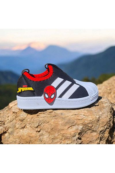 LİASSHOES silicon negru caracter detaliu păianjen copil elastic parașuta pânză copii pantofi sport pantofi sport