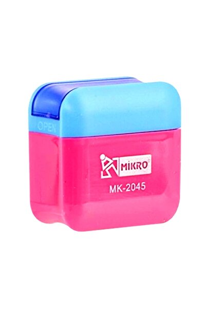 Mikro Çift Bıçaklı Hazneli Kalemtıraş Canlı Renkler (MK-2045)