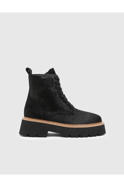 İLVİ Magnus Hakiki Deri Tay Tüyü Kadın Siyah Bot